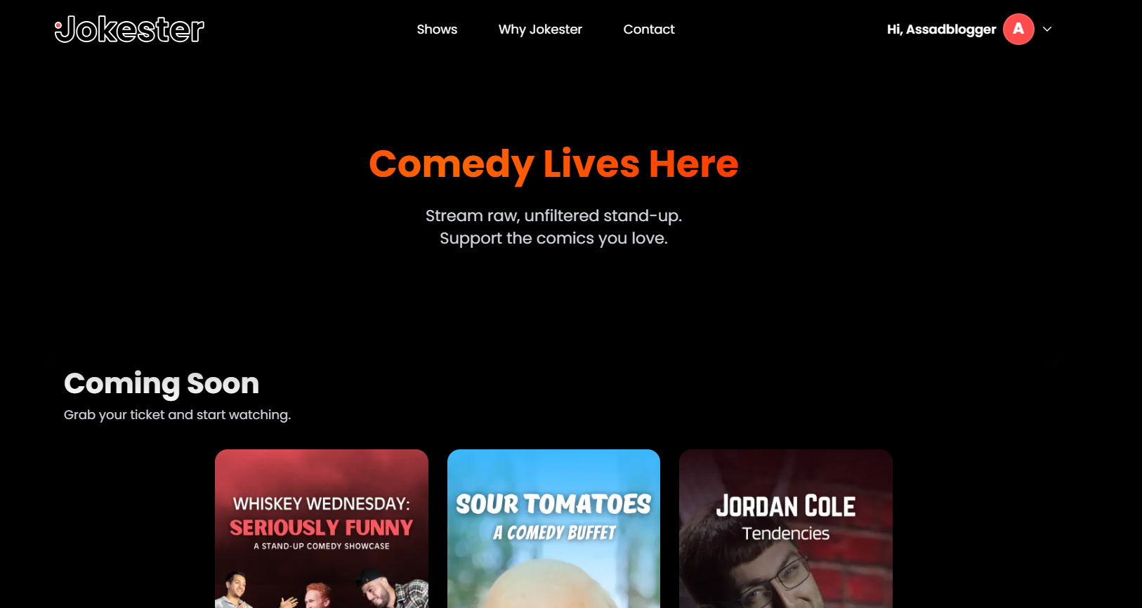 Jokester - Live Comedy Streaming Platform