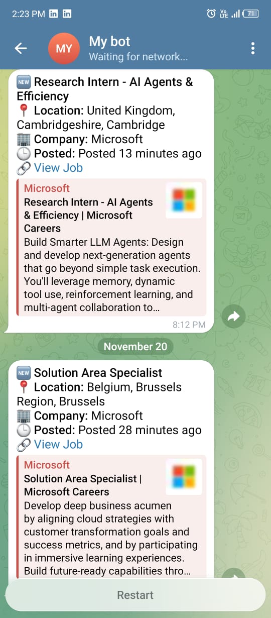 Automated Job Monitoring Bot | Google Drive Sync + Telegram Alerts
