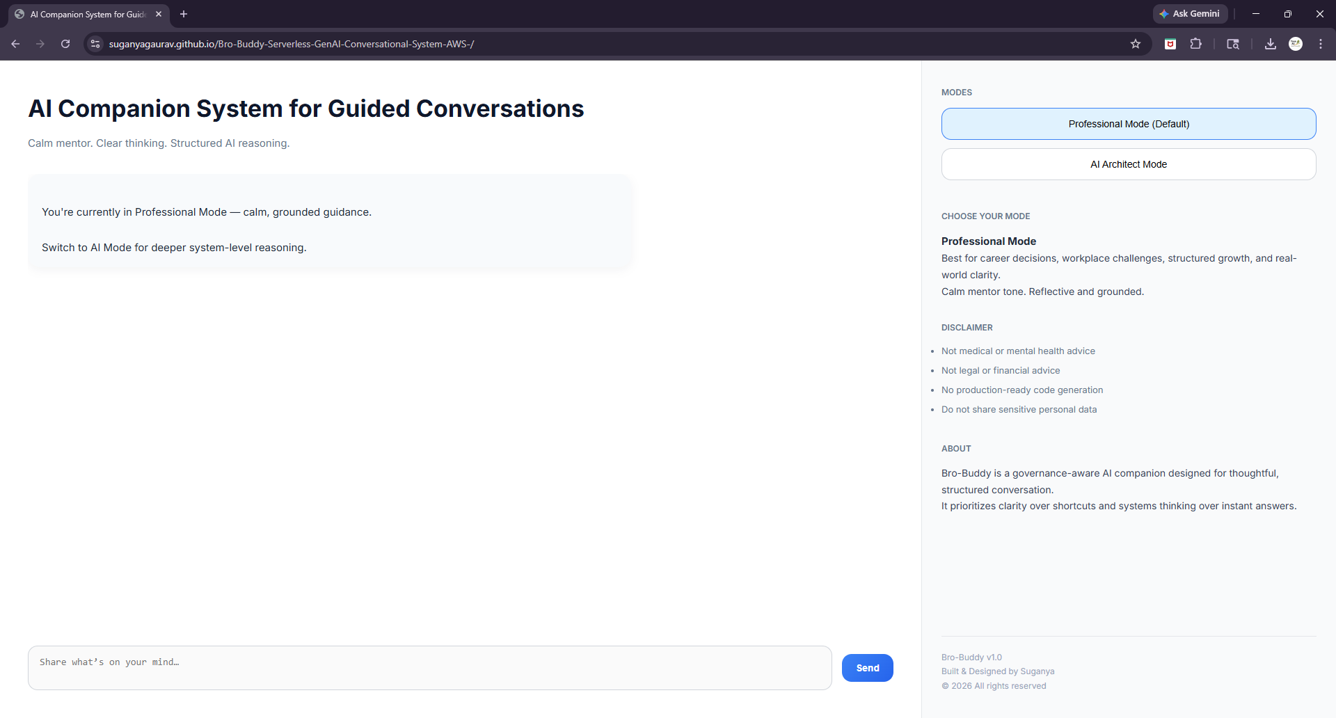 https://suganyagaurav.github.io/Bro-Buddy-Serverless-GenAI-Conversational-System-AWS-/