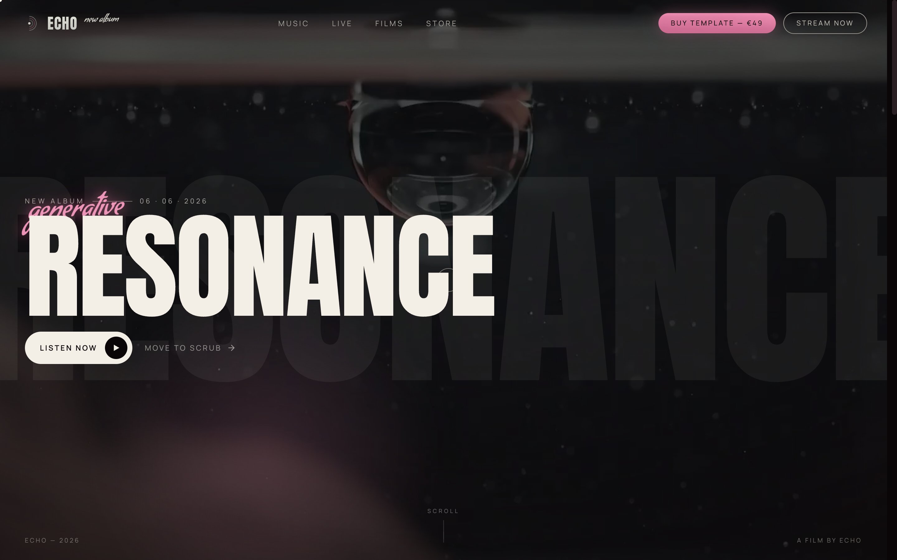 Echo — Musician Portfolio with Playable Album, React