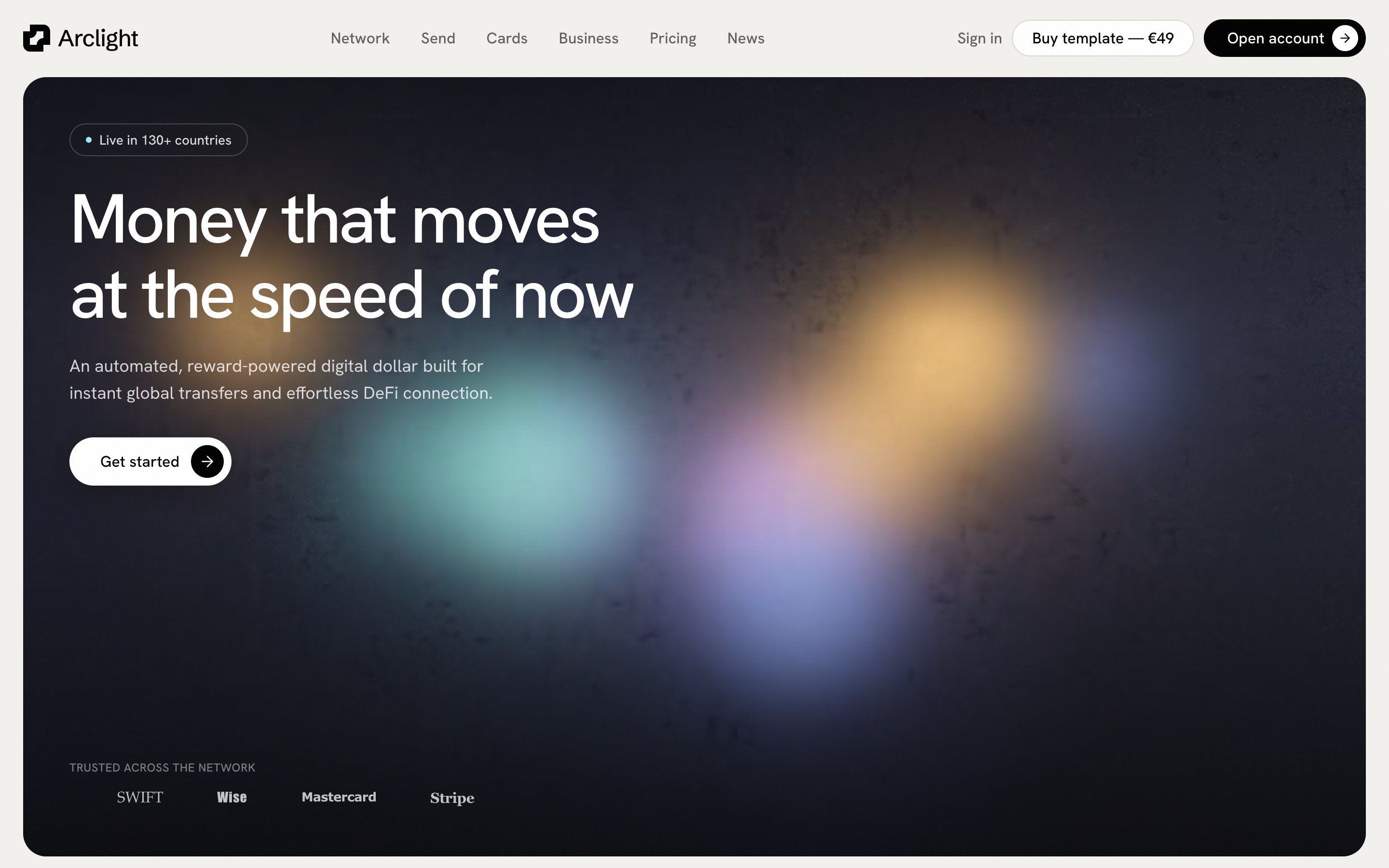 Arclight — Dark Fintech Landing Template (HTML + React)
