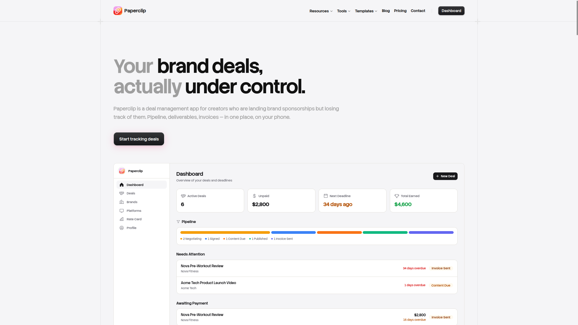 Paperclip — deal management SaaS