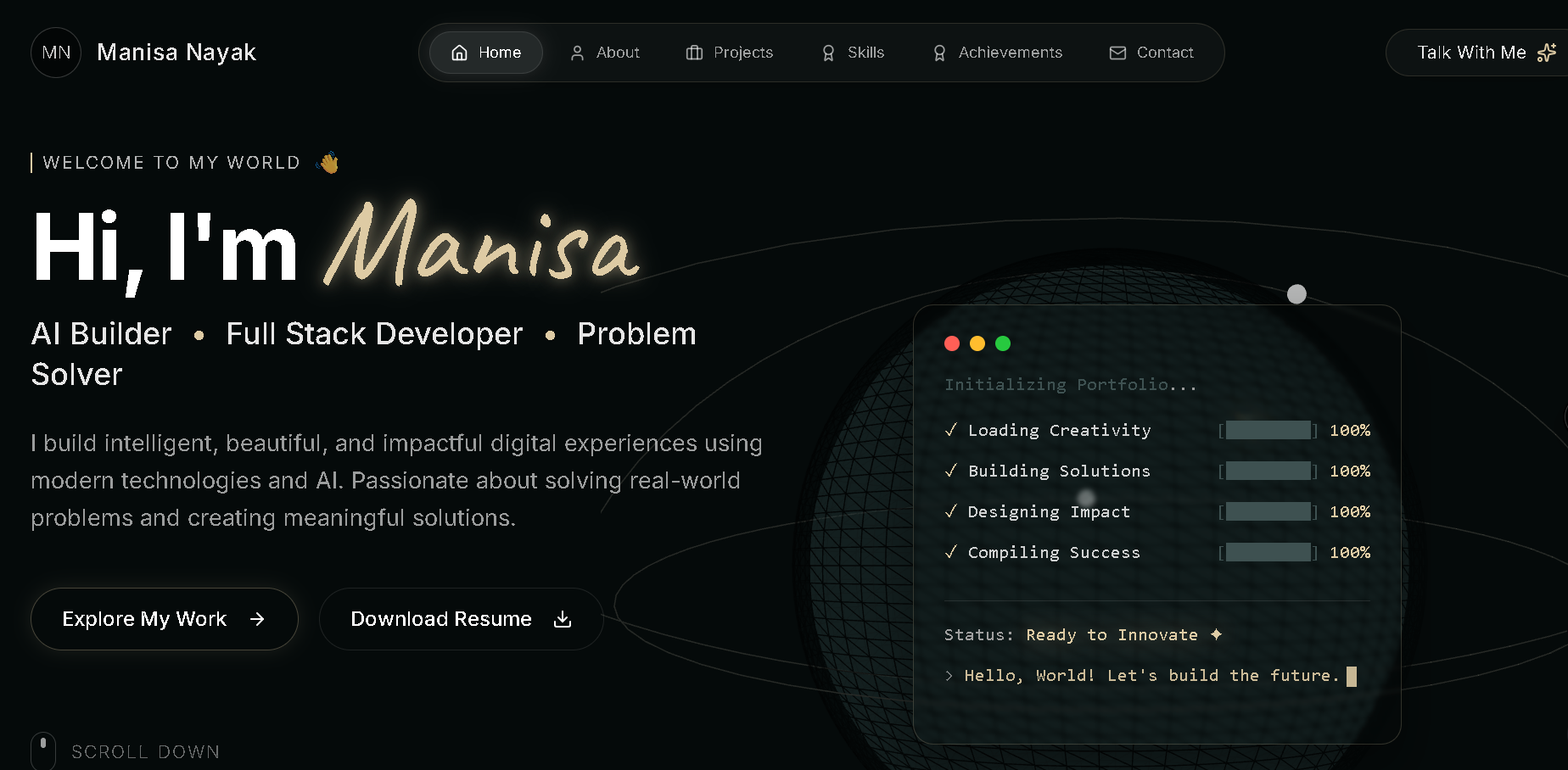 Manisa OS - Personal Developer Portfolio