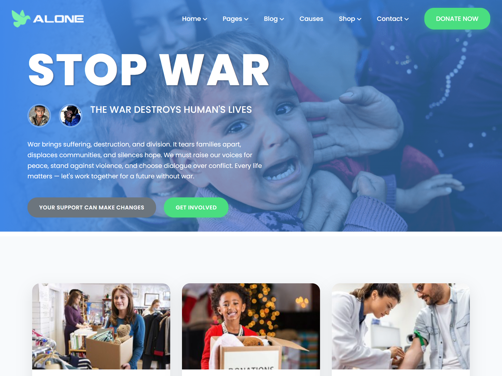 Charity/NGO Website – Stop War Campaign (Design Implementation)