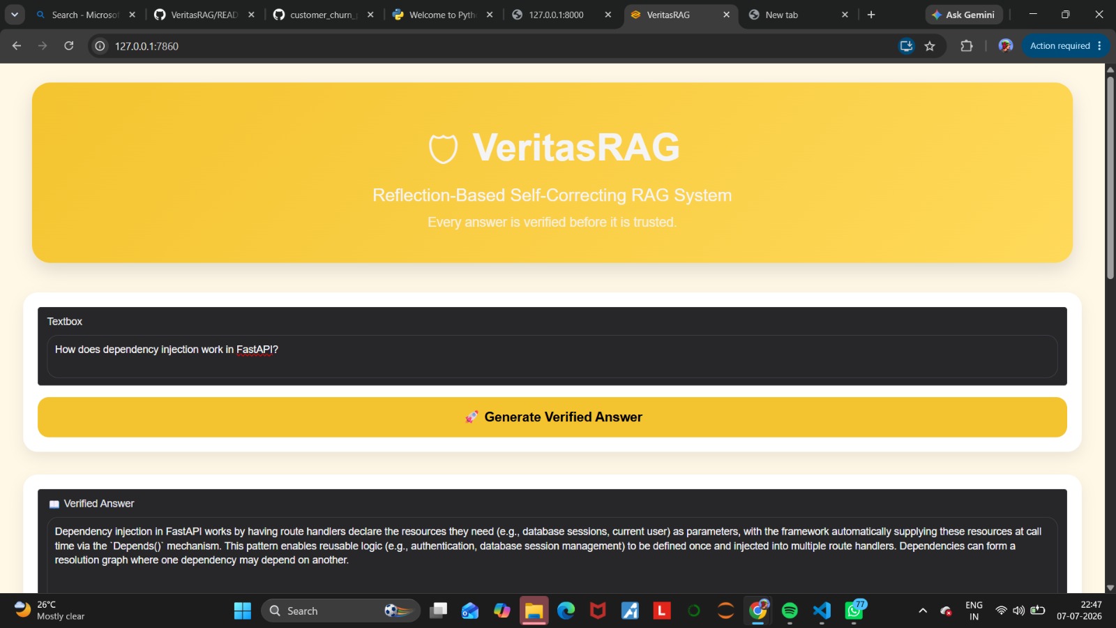 Self-Correcting RAG for Technical Documentation