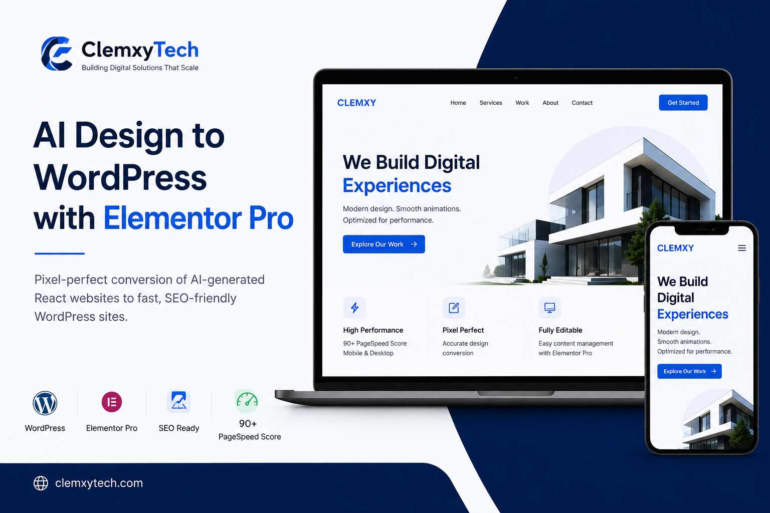 AI-Designed Website to WordPress | Pixel-Perfect Elementor Pro