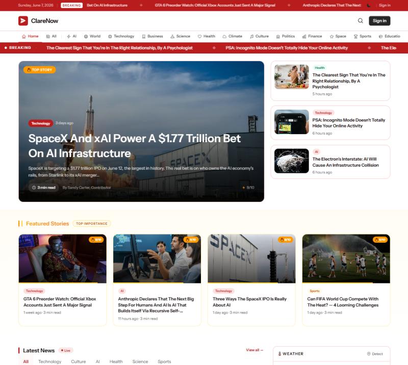 ClareNow — Autonomous AI News Aggregation & Publishing Platform