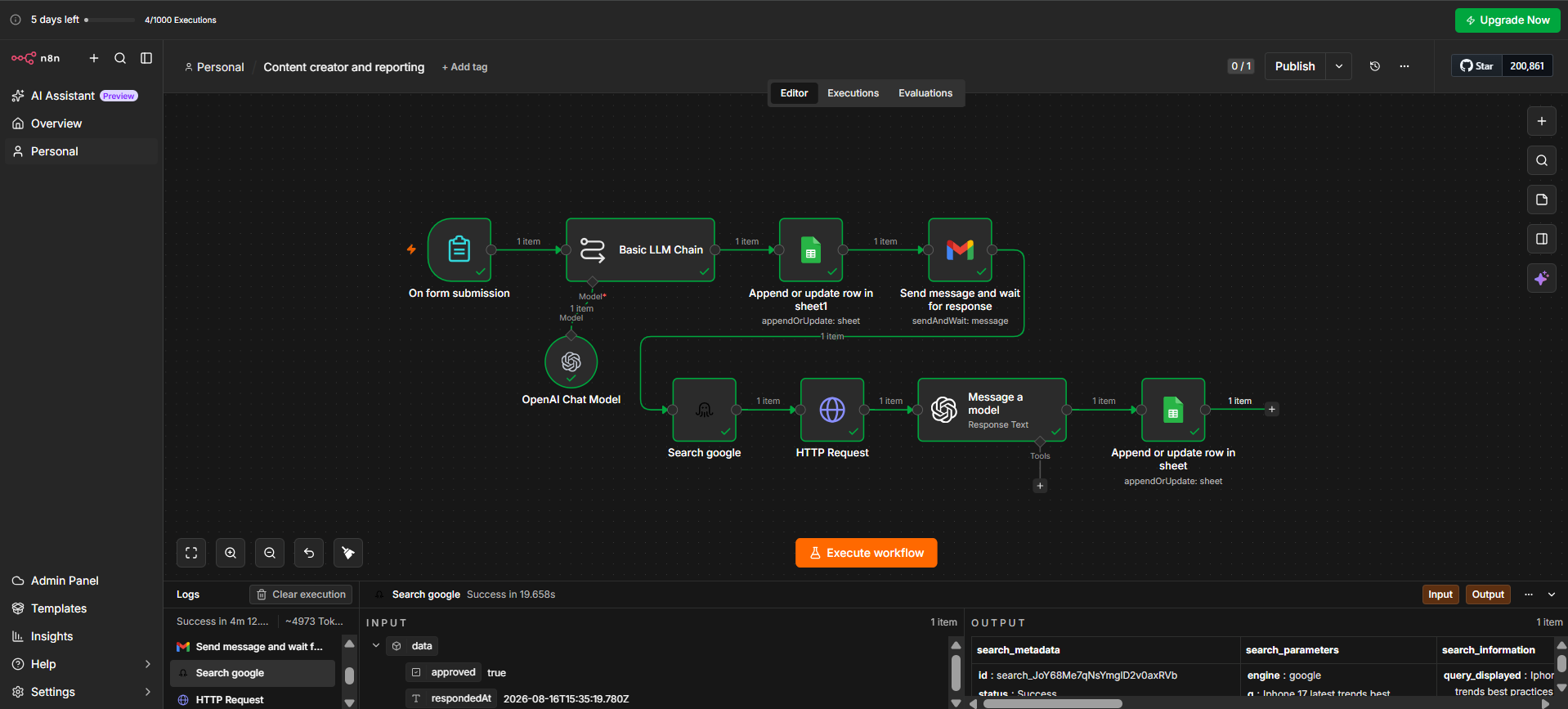 Content creator and reporting AI agent