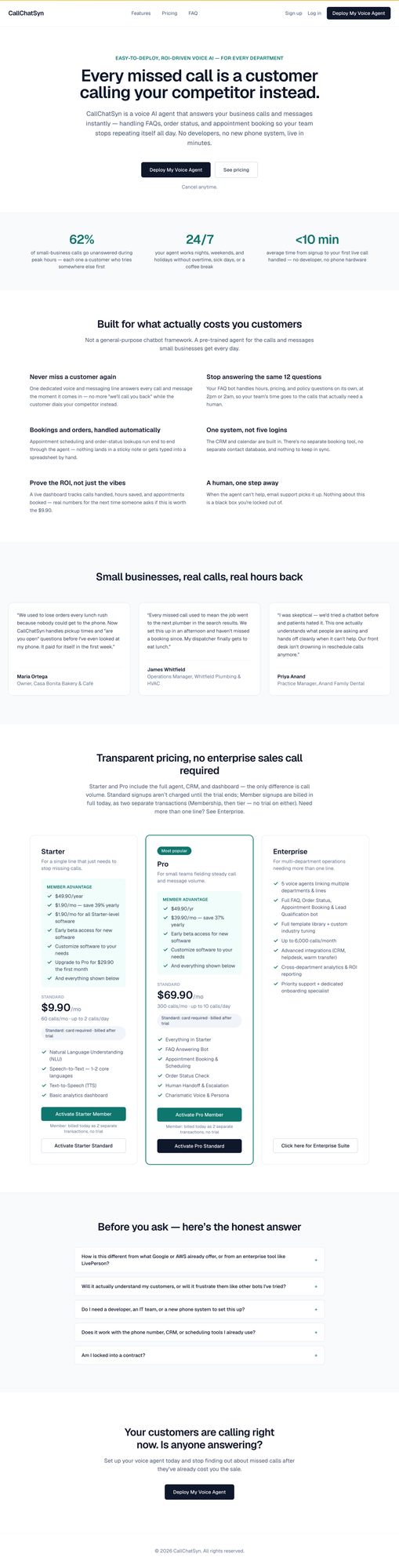 CallChatSyn — AI Voice Agent for Business Calls
