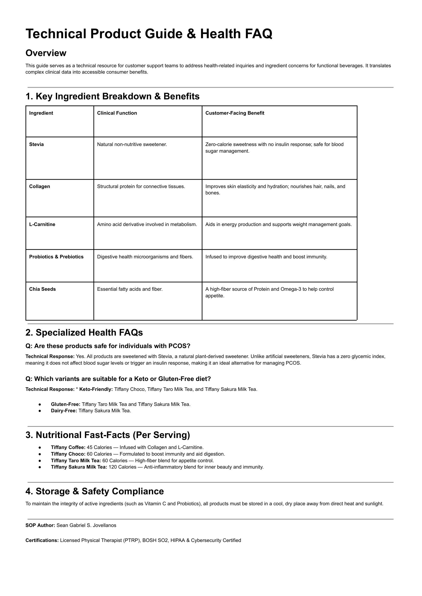 Technical Product Guide & Health FAQ