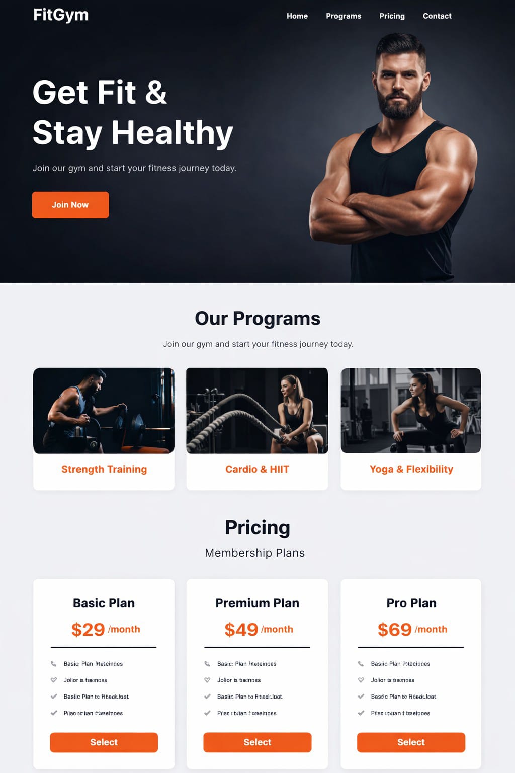Gym & Fitness Landing Page