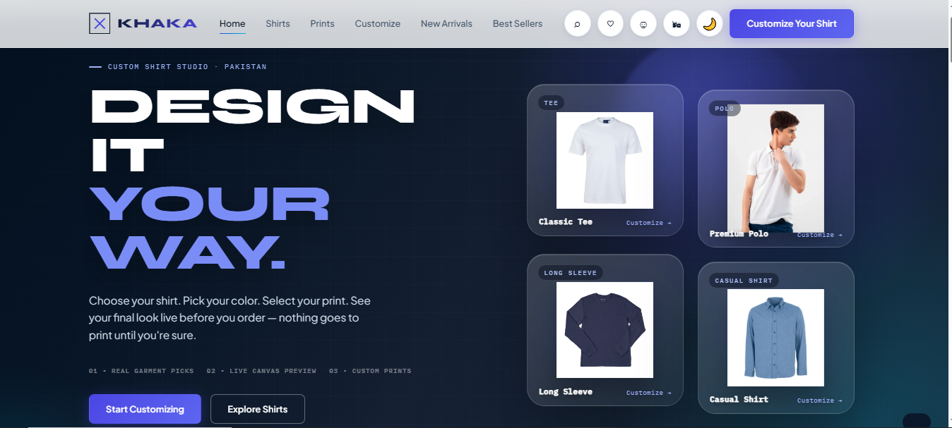 Custom Shirt Store Website