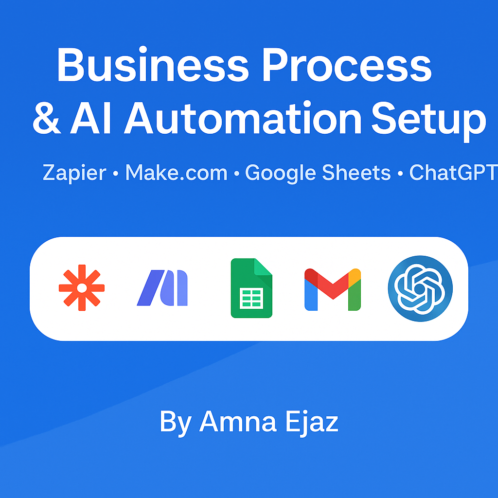 Business Process & AI Automation Setup (Zapier, Make.com, Google Sheets)