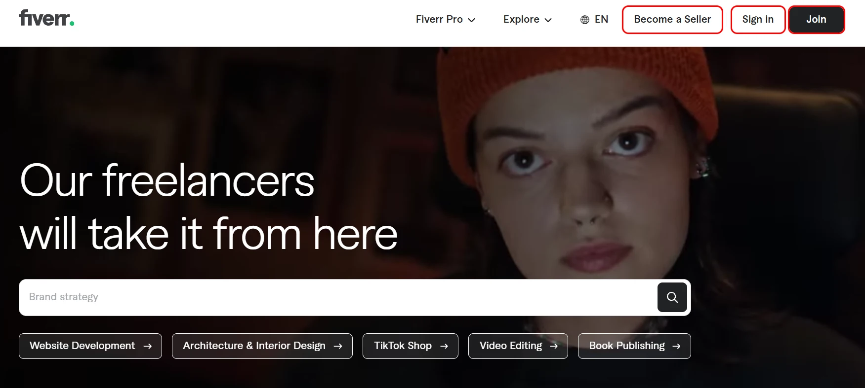 Fiverr.com home page