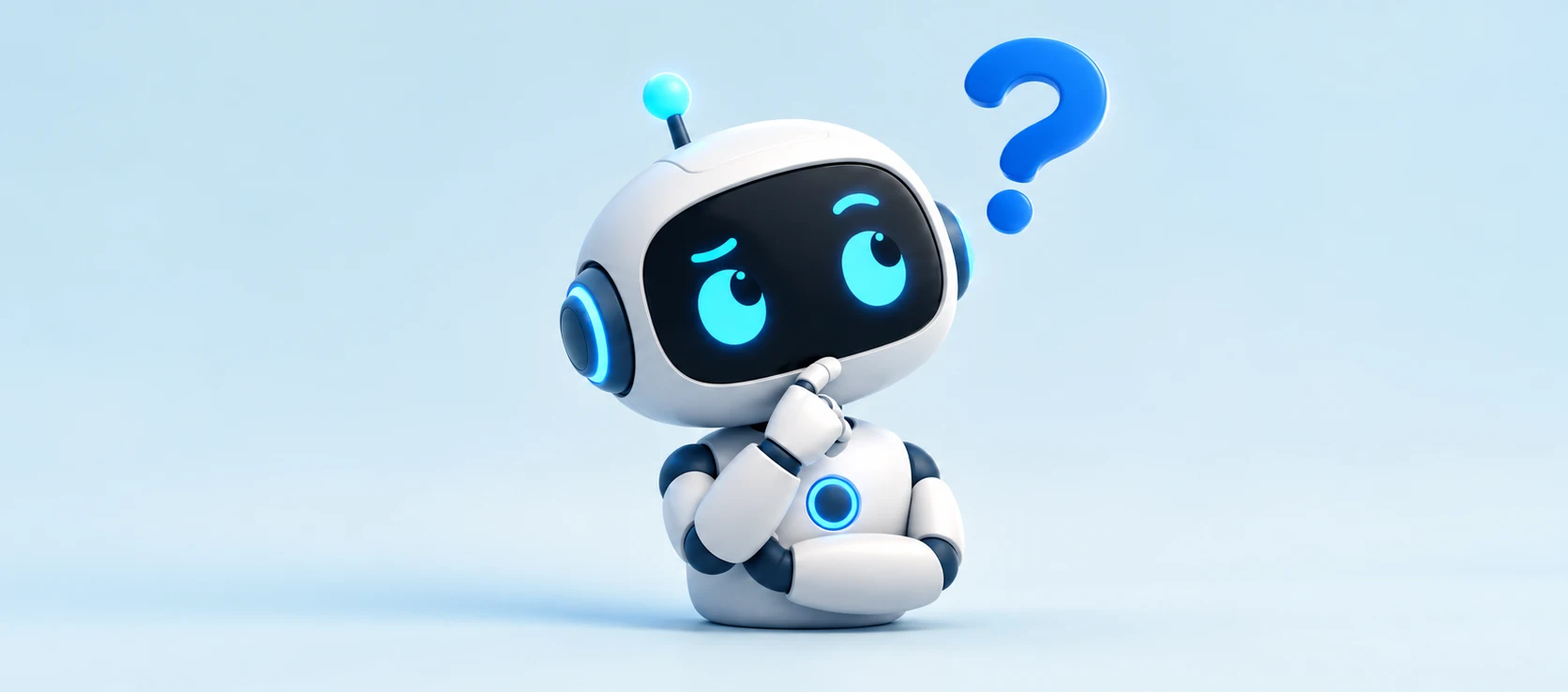 Thinking Robot with Floating Question Mark